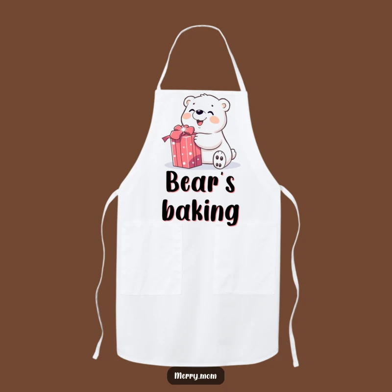 Apron: Funny Polar Bear Unwrapping Gift - Cook with Holiday Spirit!