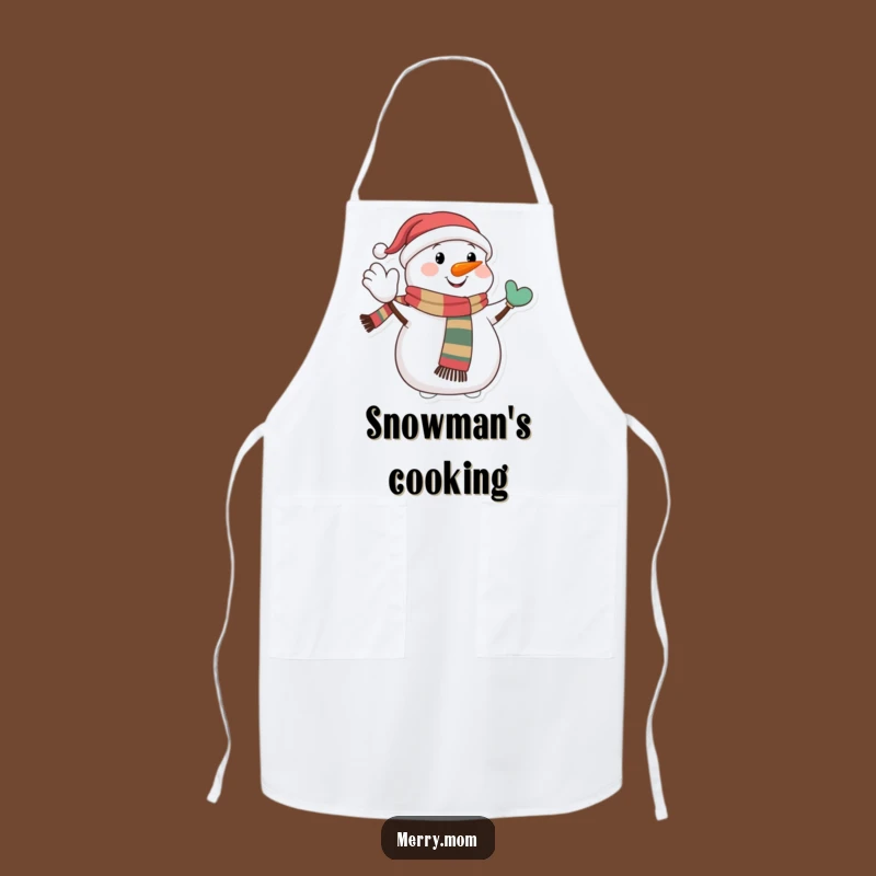 Apron: Funny Snowman Waving - Cook with Winter Cheer!
