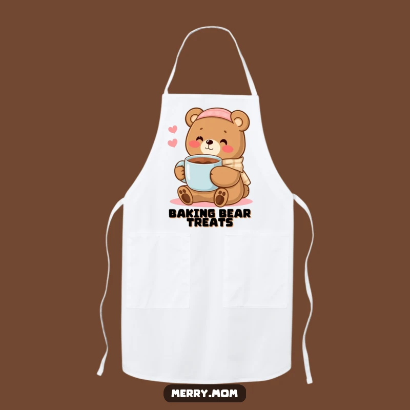 Kawaii Bear Mom Cocoa Apron - Cozy Kitchen Comfort & Style