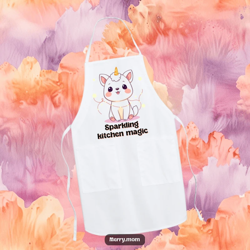 Funny Apron: A happy animal glowing with fairy lights, designed to bring cheer and magic to the kitchen.