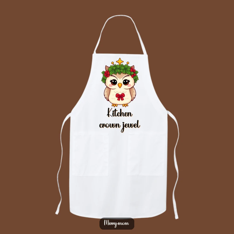 Funny Owl Wreath Crown Apron: Cook Up Holiday Cheer with Festive Flair