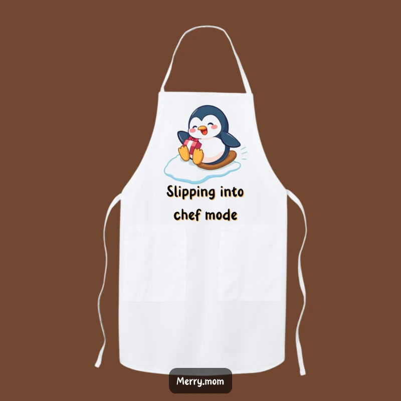 Funny Penguin Gift Slide Apron - Playful Chef Accessory, Winter Cooking Gift