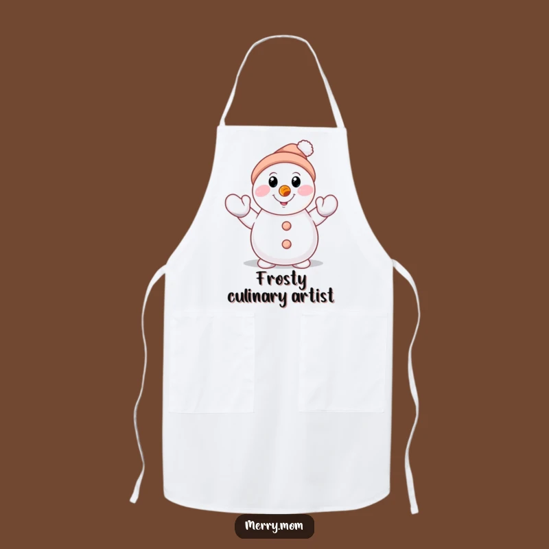 Funny Snowman Waving Apron - Cheerful Chef Accessory, Winter Cooking Gift