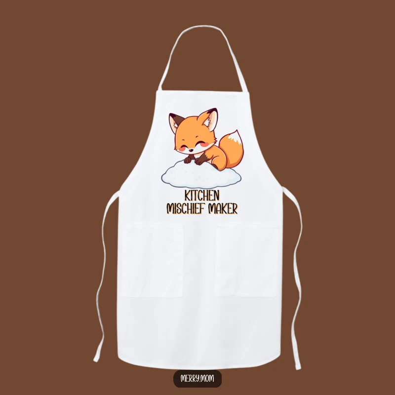 Kawaii Fox Snow Dig Apron - Festive Kitchen Fun & Style