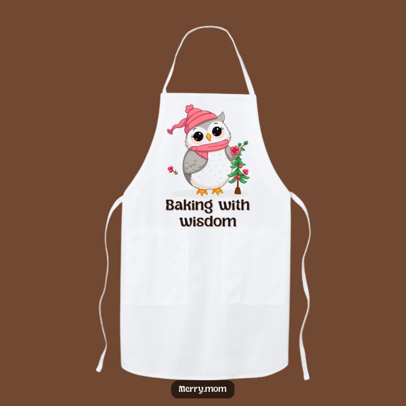 Kawaii Owl Mom Christmas Apron - Festive Kitchen Fun & Style