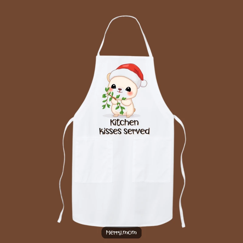 Funny Mistletoe Mouse Apron: Festive Kitchen Fun and Cute Animal Chef Gift