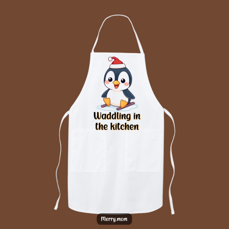Funny Penguin Slide Apron - Kitchen Fun for Holiday Baking Gift