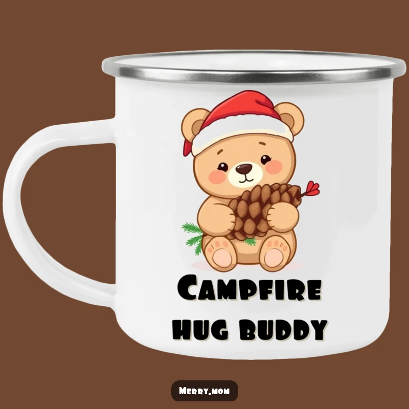 Funny Bear Hugging Pine Cone Camping Mug: Festive Sips for Outdoor Adventures