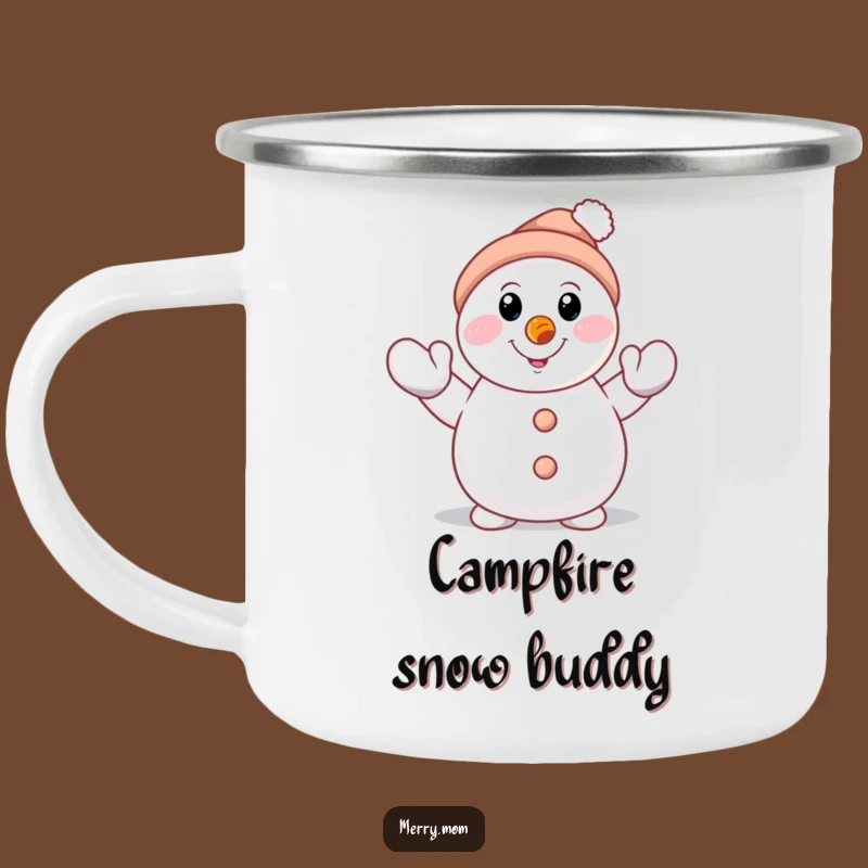 Funny Snowman Waving Camping Mug - Cheerful Outdoor Mug, Winter Holiday Gift