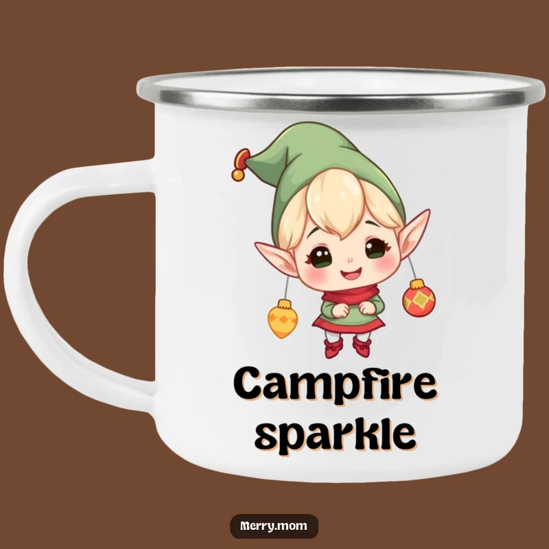 Camping Mug: Funny Elf Hanging Ornaments - Festive Sips Outdoors!