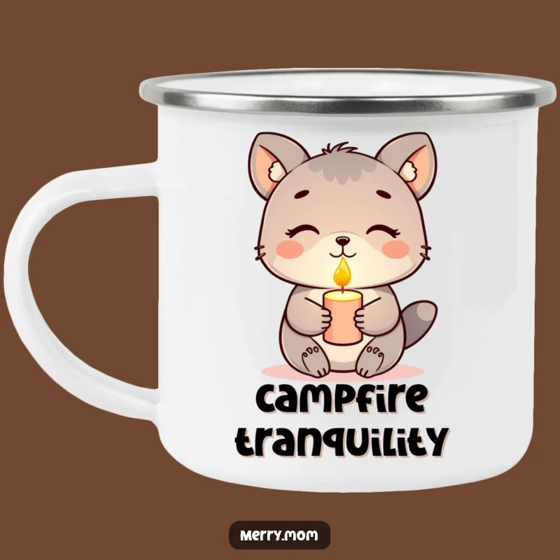 Funny Enamel Animal Camping Mug - Peaceful Glow by the Fire
