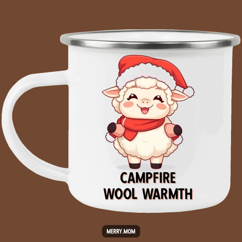 Funny Sheep Mrs. Claus Camping Mug - Adorable & Festive Outdoor Sip