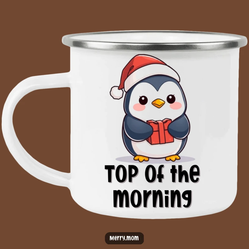 Funny Kawaii Penguin Camping Mug: Santa Hat & Gift Drinkware