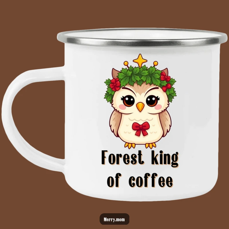 Funny Owl Wreath Crown Camping Mug: Whimsical Sips for Holiday Adventures