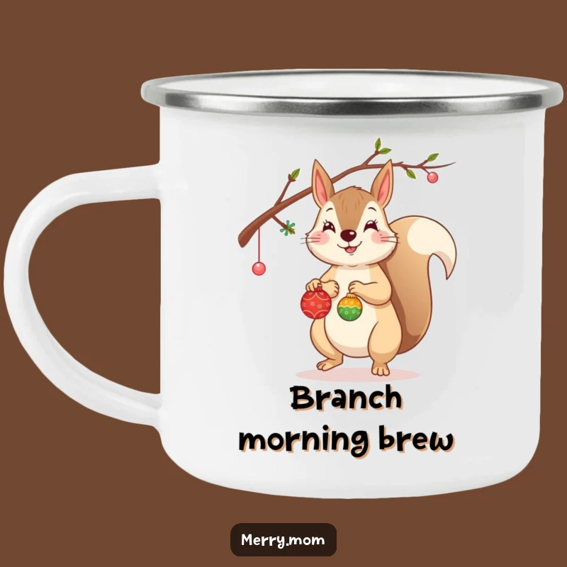Funny Squirrel Camping Mug: Decorating Branch, Outdoor Funny Gift!