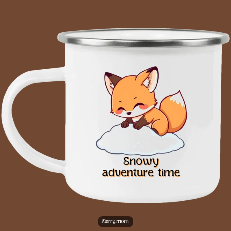 Kawaii Fox Snow Dig Camping Mug - Festive Outdoor Cheer