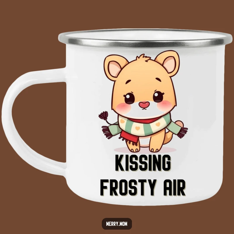 Funny Animal Kiss Camping Mug: Festive Scarf Enamel Cup, Great Funny Gift Outdoors