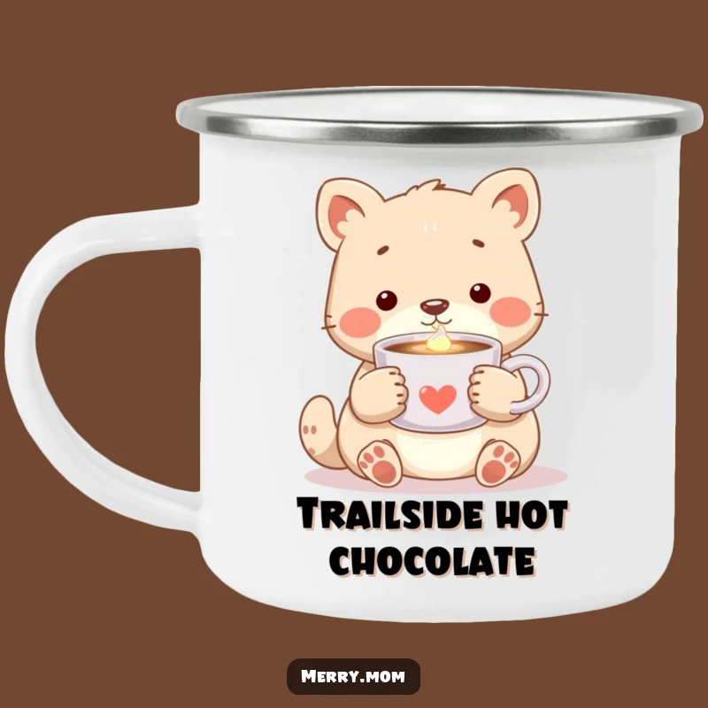 Cozy Animal Cocoa Camping Mug: Enamel Warm Glow, Humorous Outdoor Gift