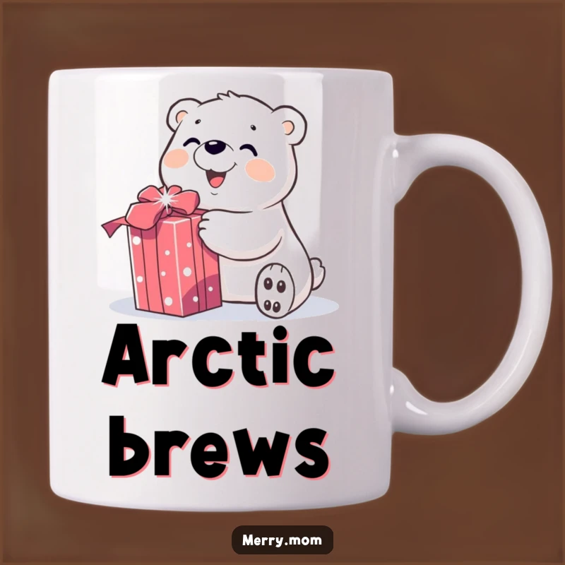 Funny Polar Bear Gift Mug: Joyful Unwrapping - Perfect Holiday Present!