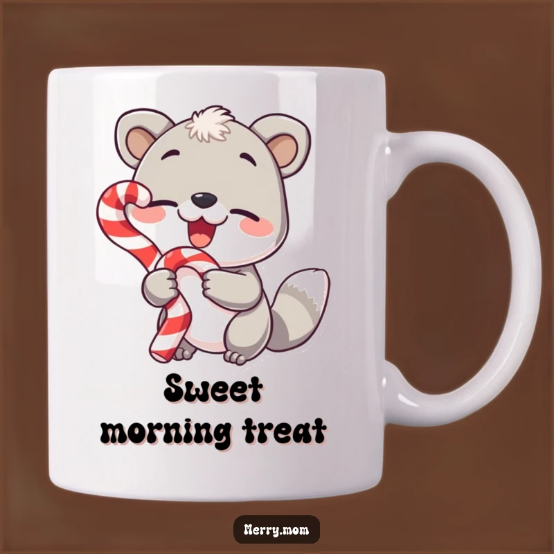 Funny Animal Wink Mug - Sweet Candy Cane Cheer for a Jolly Friend