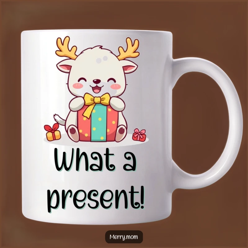Funny Festive Creature Mug: Joyful Gift Unwrapping Design, Perfect Funny Gift