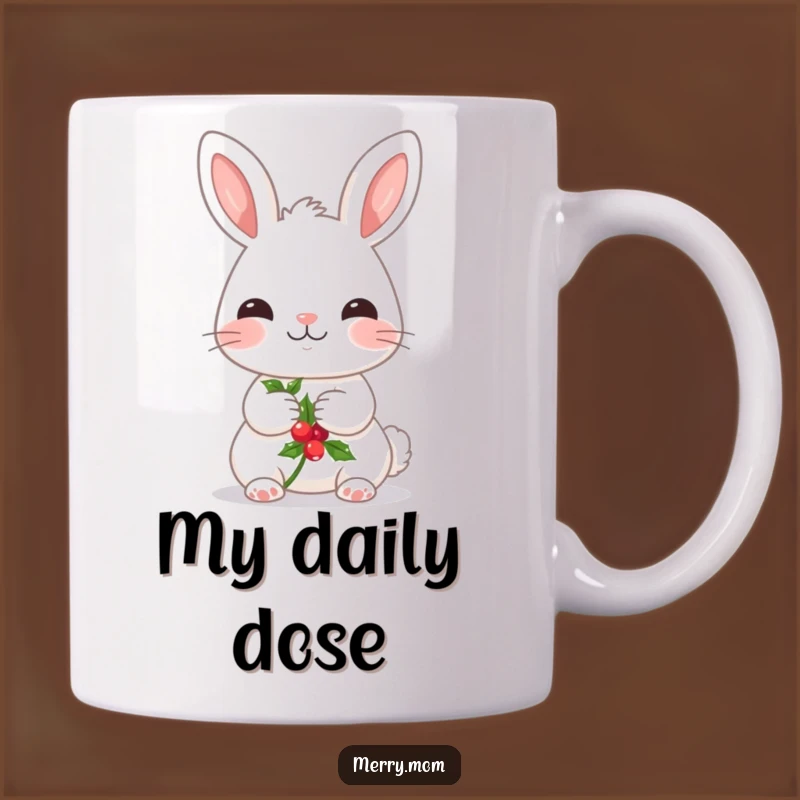 Funny Kawaii Bunny Mug: Rosy Cheeks & Holly, A Sweet & Funny Gift!