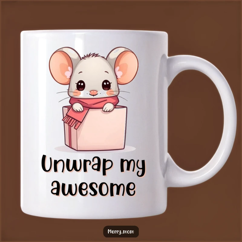 Funny Kawaii Mouse Gift Box Mug - Adorable & Humorous Present for Mouse Lovers