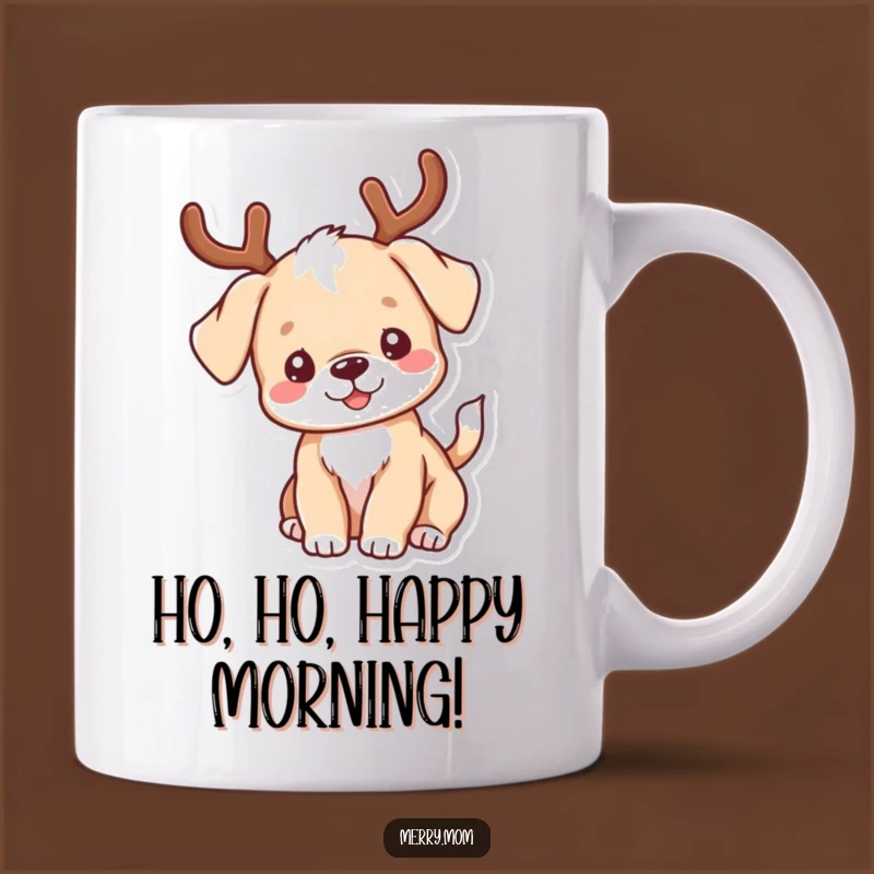 Funny Kawaii Puppy Antlers Mug - Joyful & Humorous Gift for Dog Lovers