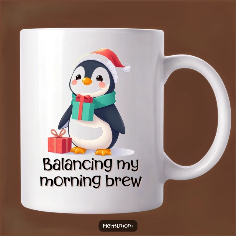 Funny Penguin Gift Balance Mug: Cheerful Christmas Character, Perfect Funny Gift Idea