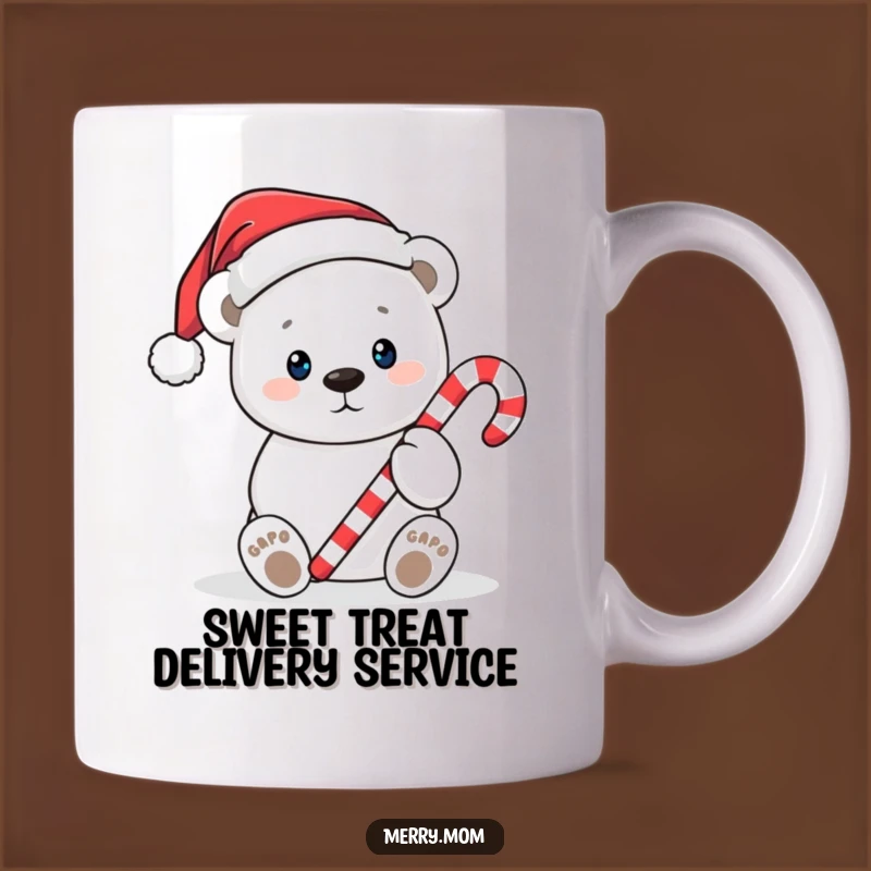 Funny Polar Bear Candy Cane Mug: Adorable Christmas Character, Perfect Funny Gift Idea