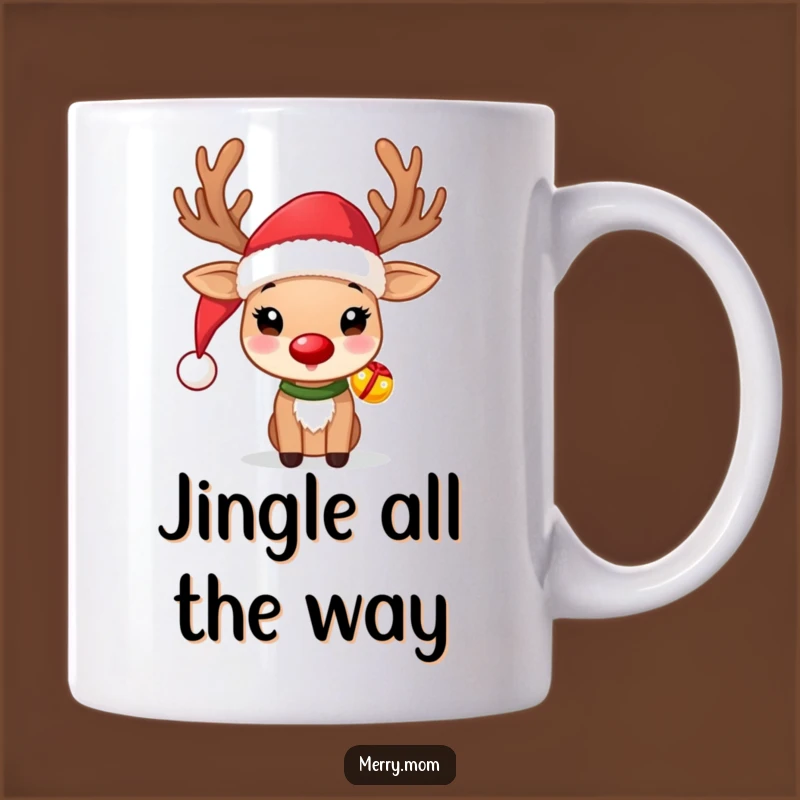 Funny Reindeer Christmas Mug: Cute Santa Hat, Jingle Bells, Perfect Funny Gift!