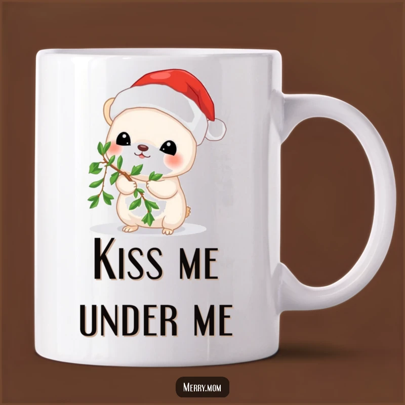 Funny Mistletoe Mouse Mug: Adorable Animal Santa Hat Gift for Christmas Lovers