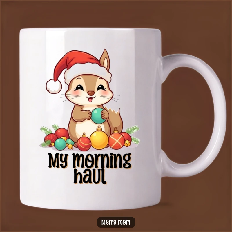 Funny Santa Squirrel Mug: Hoarding Ornaments, A Hilarious Holiday Gift!