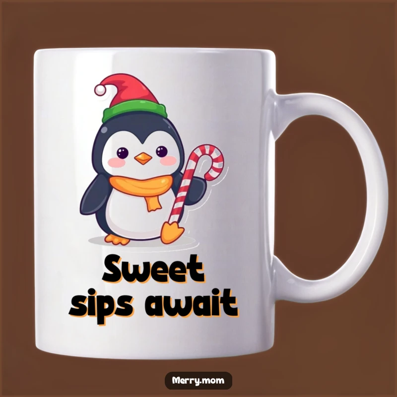 Funny Kawaii Penguin Mug: Elf Hat Candy Cane Joy, Perfect Cute Holiday Gift