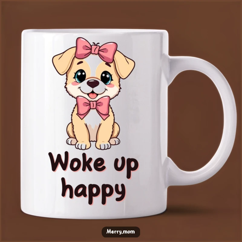 Funny Puppy Bow Mug: Adorable Pooch Design & Perfect Pet Lover Gift