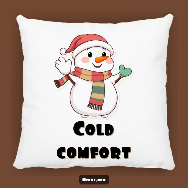 Pillow: Funny Snowman Waving - Cozy Winter Comfort!