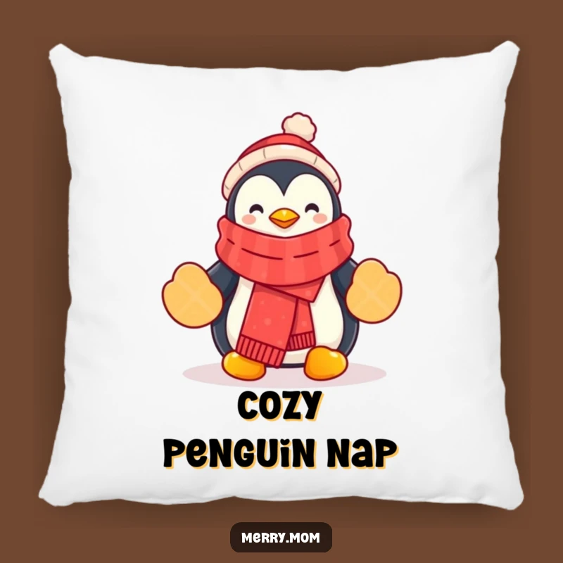 Cute Funny Penguin Pillow: Scarf, Mittens, Comfy Funny Gift!