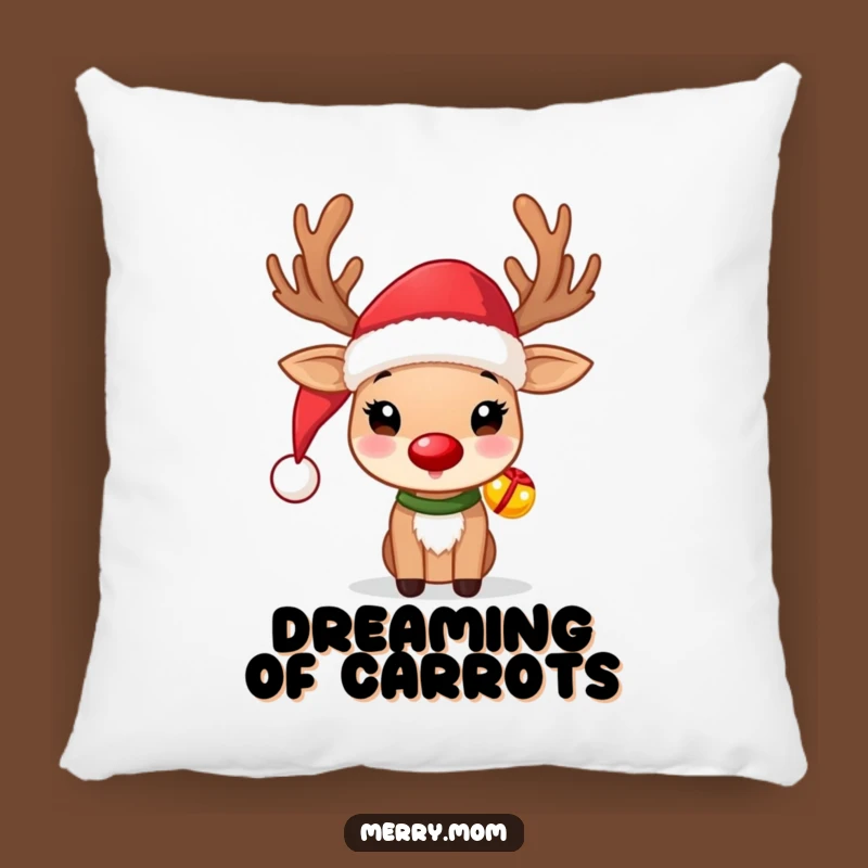 Cute Funny Reindeer Pillow: Santa Hat, Jingle Bells, Comfy Funny Gift!