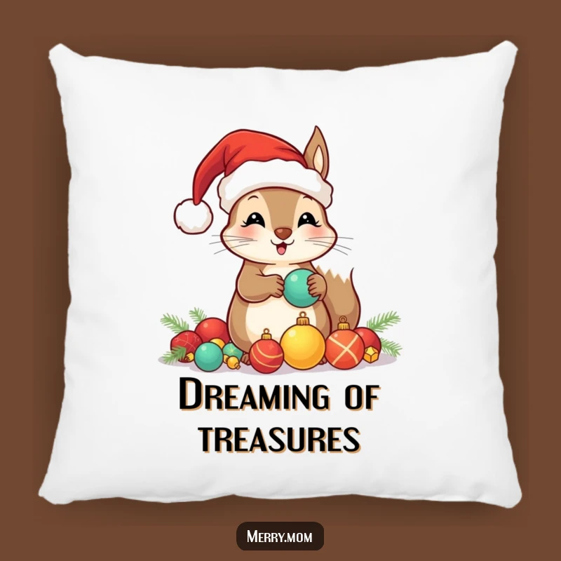 Funny Santa Squirrel Pillow: Cozy Up with This Hilarious Ornament Hoarder!
