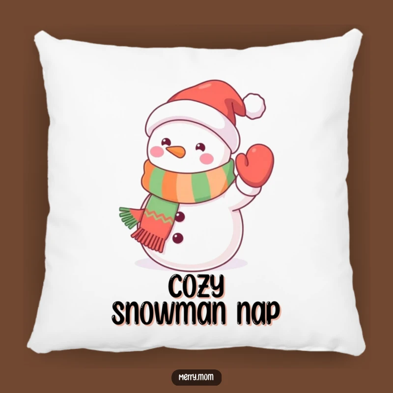 Funny Kawaii Snowman Pillow: Cozy Scarf Comfort, Great Funny Gift