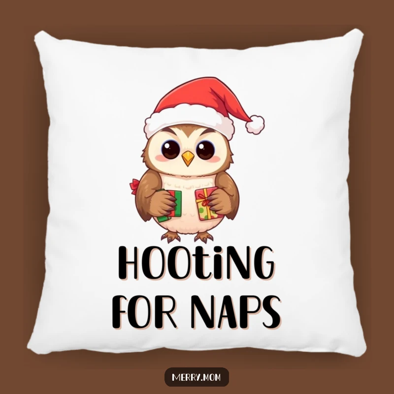 Funny Owl Santa Pillow - Cozy & Wise Holiday Accent