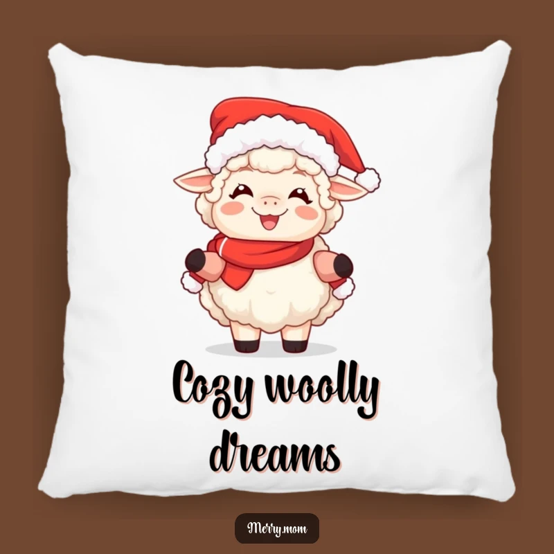 Funny Sheep Mrs. Claus Pillow - Cozy & Joyful Accent Decor