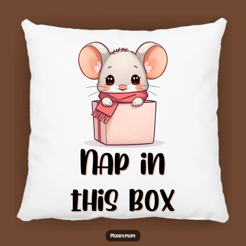 Funny Kawaii Mouse Gift Box Pillow - Cozy & Humorous Decorative Accent
