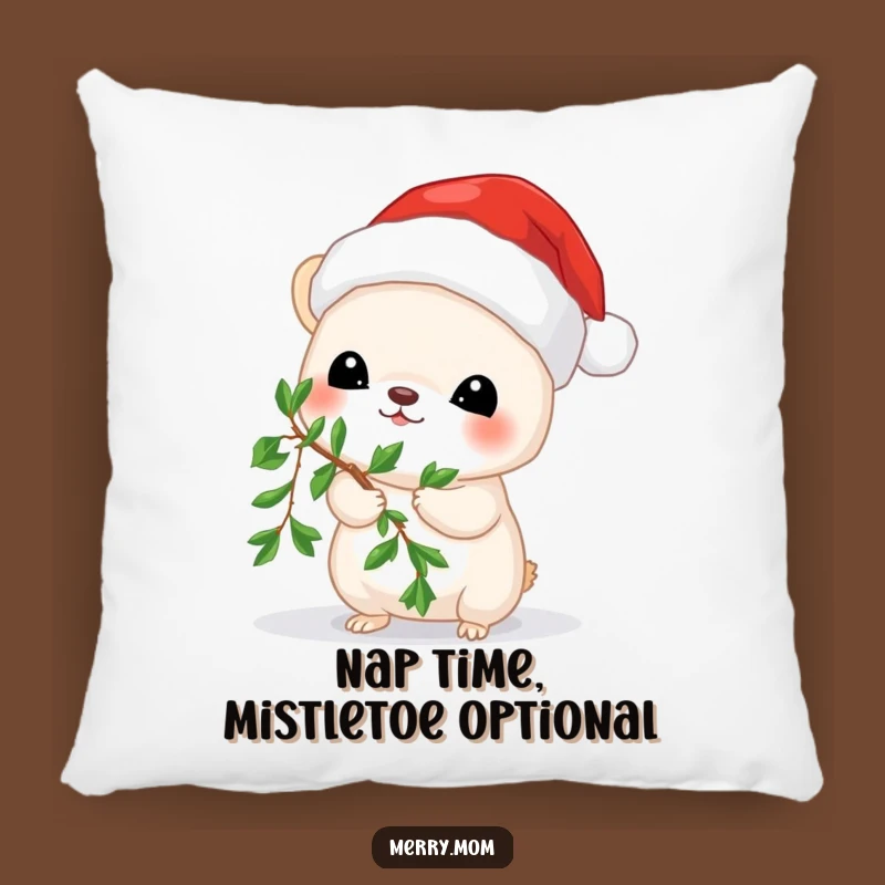 Funny Mistletoe Mouse Pillow: Cozy Christmas Comfort and Cute Animal Accent Gift