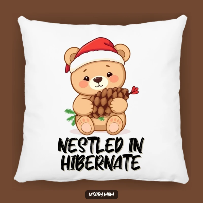 Funny Bear Hugging Pine Cone Pillow: Cozy Comfort for Festive Slumbers