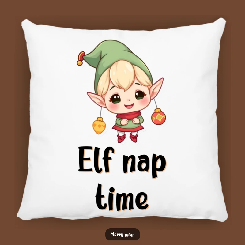 Pillow: Funny Elf Hanging Ornaments - Cozy Holiday Decor!