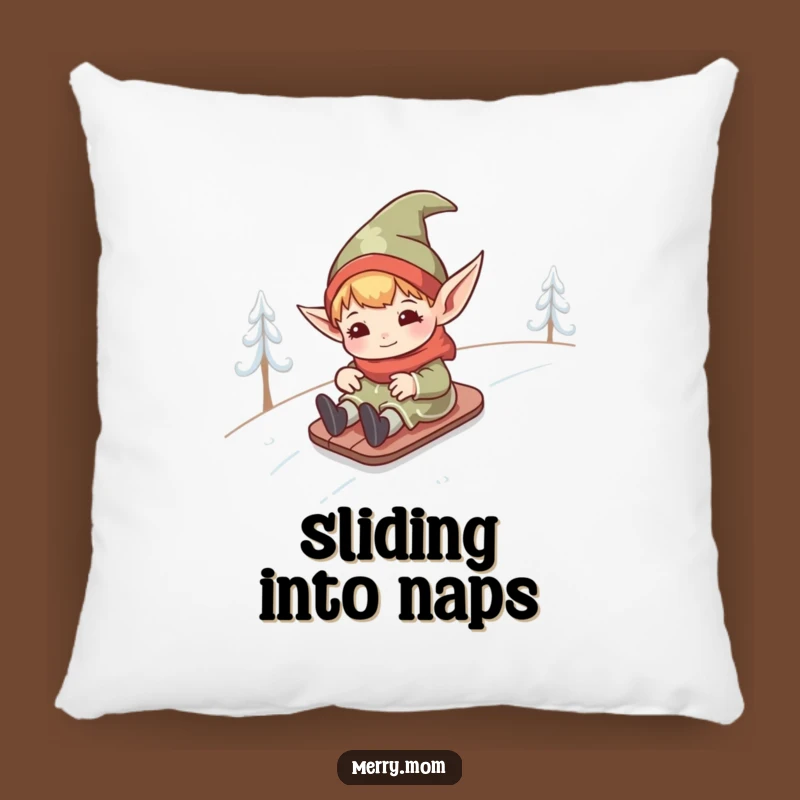 Funny Kawaii Elf Pillow: Soft & Hilarious Snowy Hill Comfort Decor