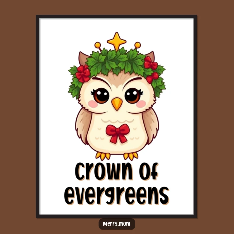 Funny Owl Wreath Crown Digital Art: Instant Whimsy for Your Walls