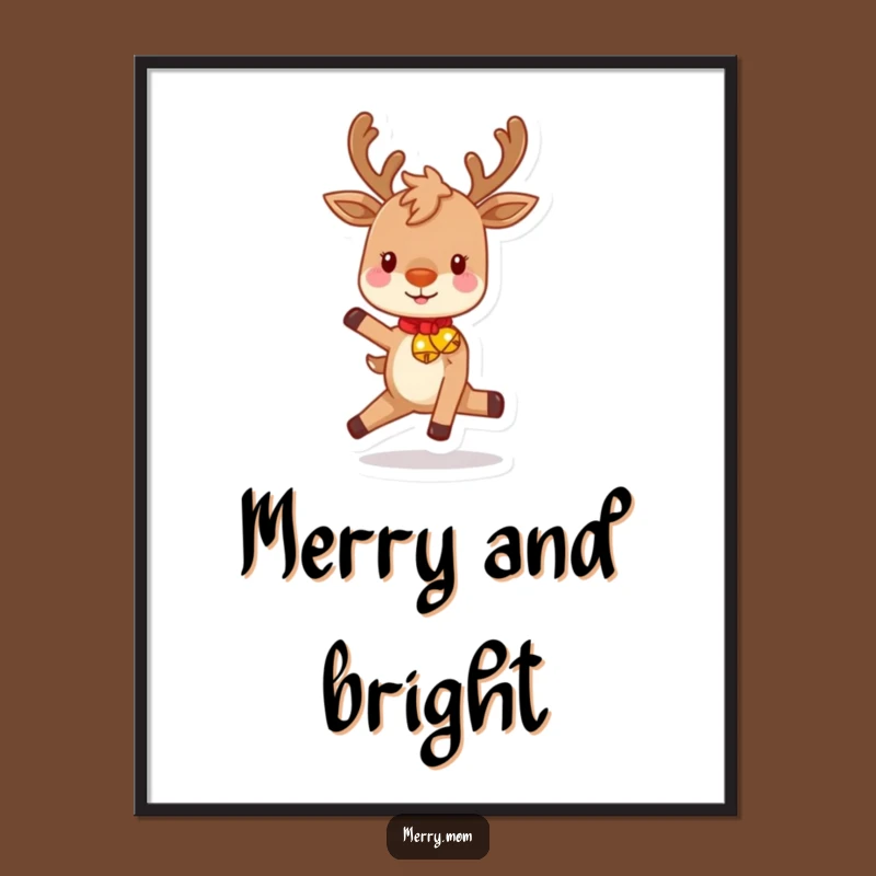 Digital Print: Funny Reindeer Prancing - Instant Festive Wall Decor!