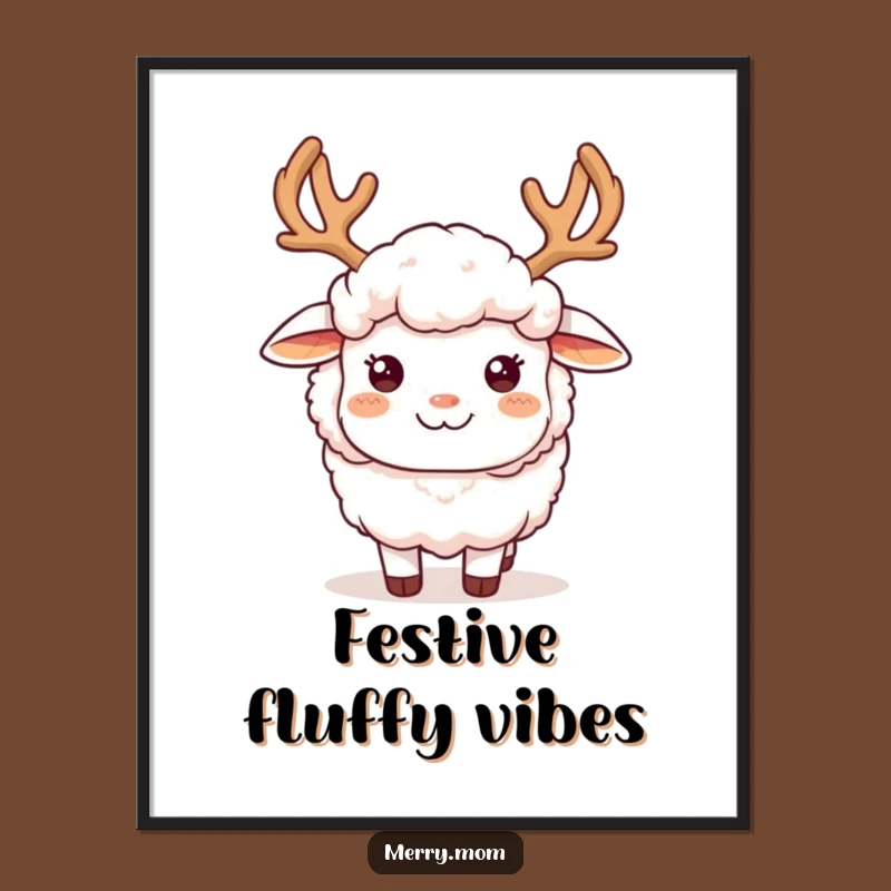 Funny Sheep with Antlers Digital Art: Hilarious Holiday Decor & Instant Gift